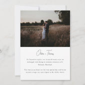 Moderne minimalistische foto bruiloft Elopement Aankondiging (Voorkant)