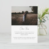 Moderne minimalistische foto bruiloft Elopement Aankondiging (Staand voorkant)