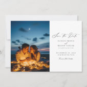 Moderne minimalistische foto bruiloft QR-code Save The Date (Voorkant)