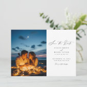 Moderne minimalistische foto bruiloft QR-code Save The Date (Staand voorkant)