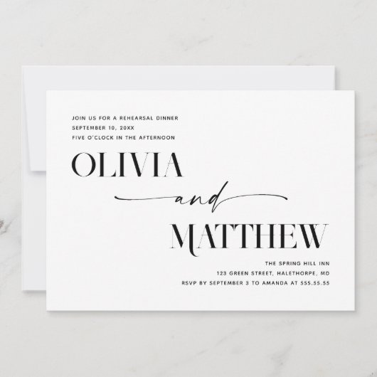 Moderne minimalistische foto bruiloft repetitie di kaart (Voorkant)