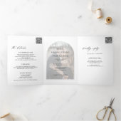 Moderne minimalistische foto bruiloft rsvp details drieluik uitnodiging (Binnen)