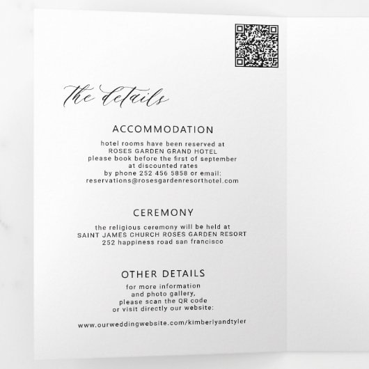 Moderne minimalistische foto bruiloft rsvp details drieluik uitnodiging (Binnenzijde eerst)