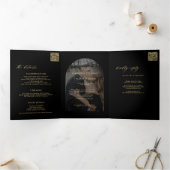 Moderne minimalistische foto bruiloft rsvp details drieluik uitnodiging (Binnen)