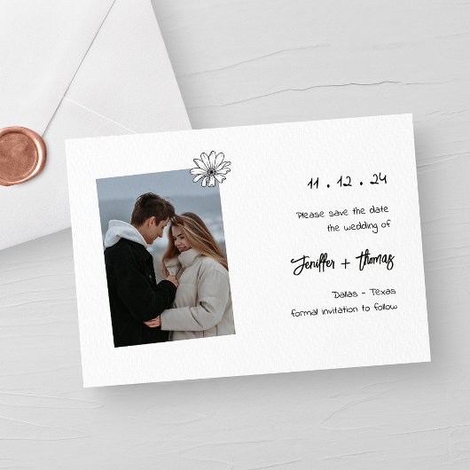 Moderne minimalistische foto bruiloft Save the Dat Save The Date