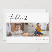 Moderne minimalistische foto bruiloft tafel nummer kaart (Achterkant)