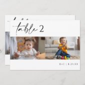 Moderne minimalistische foto bruiloft tafel nummer kaart (Voorkant / Achterkant)