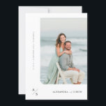 Moderne minimalistische foto bruiloft uitnodigen kaart<br><div class="desc">Introductie van de Modern Minimalist Photo Wedding Invite,  ideaal voor het moderne stel dat op zoek is naar sophisticatie en romance. Deze uitnodiging is voorzien van een minimalistisch zwart-wit ontwerp,  met de nadruk op de foto van een mooi paar.</div>