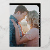 Moderne minimalistische foto bruiloft vet monogram folie uitnodiging (Achterkant)