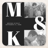 Moderne minimalistische foto bruiloft vet monogram kartonnen onderzetters (Voorkant)