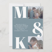 Moderne minimalistische foto bruiloft vet monogram save the date (Voorkant)