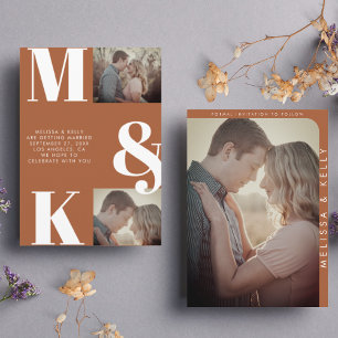 Moderne minimalistische foto bruiloft vet monogram save the date