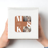 Moderne minimalistische foto bruiloft vet monogram vierkante sticker