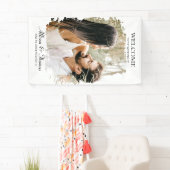 Moderne minimalistische foto-bruiloft welkom spandoek (Insitu)