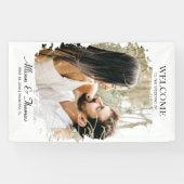 Moderne minimalistische foto-bruiloft welkom spandoek (Horizontaal)