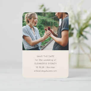 Moderne minimalistische foto Chic Ivory Cream Wedd Save The Date
