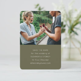 Moderne Minimalistische Foto Chic Olijfmos Bruilof Save The Date