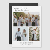 Moderne minimalistische foto collage bruiloft dank magnetische uitnodiging (Voorkant / Achterkant)