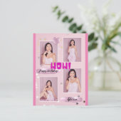 Moderne minimalistische foto dame verjaardag postk briefkaart (Staand voorkant)