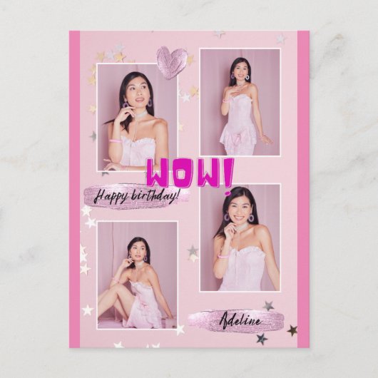 Moderne minimalistische foto dame verjaardag postk briefkaart (Voorkant)