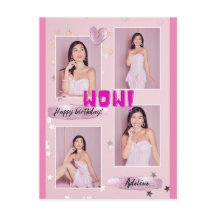 Moderne minimalistische foto dame verjaardagspostk