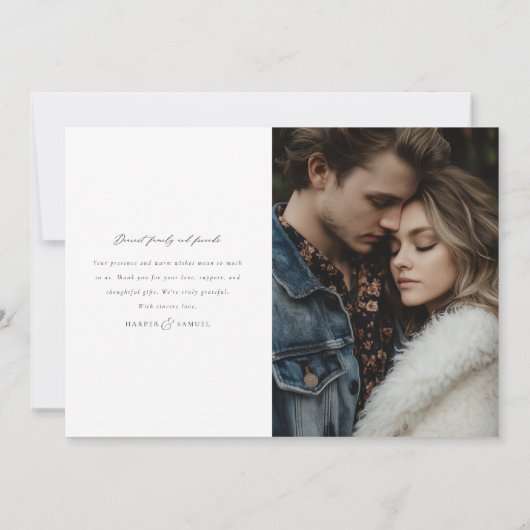 Moderne minimalistische foto Dank u bruiloft Kaart (Achterkant)