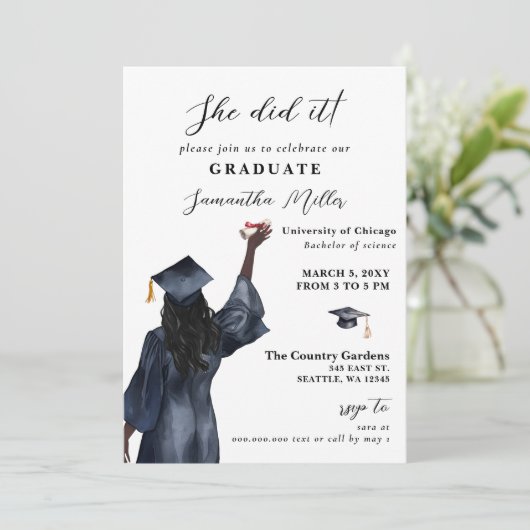 Moderne, minimalistische foto die ze deed Afstuder Kaart (Staand voorkant)