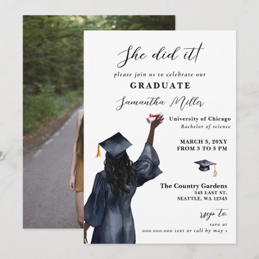 Moderne, minimalistische foto die ze deed Afstuder Kaart (Voorkant / Achterkant)