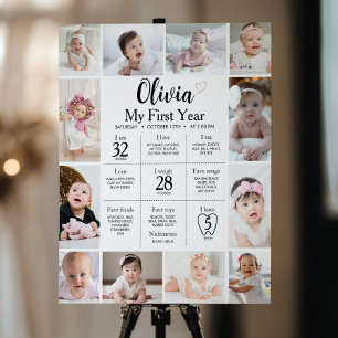 Moderne minimalistische foto eerste jaar mijlpaal  poster