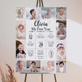 Moderne minimalistische foto eerste jaar mijlpaal poster