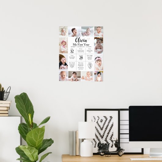 Moderne minimalistische foto eerste jaar mijlpaal  poster (Thuiskantoor)