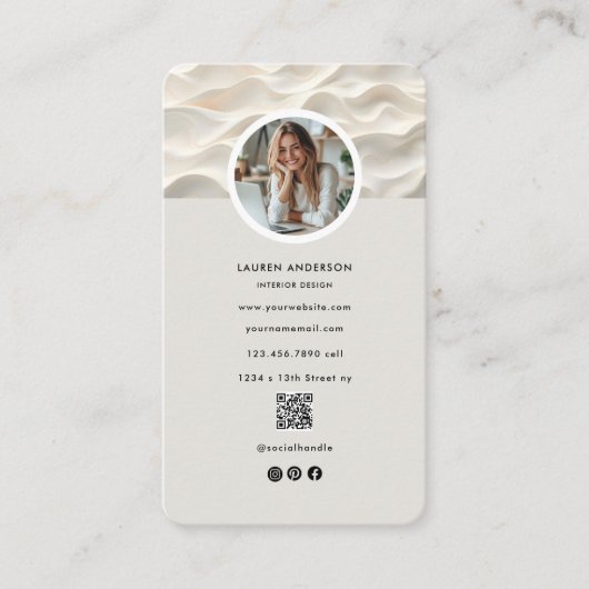 Moderne minimalistische foto- en QR-code Visitekaartje (Voorkant)