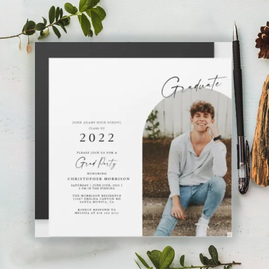 Moderne Minimalistische Foto Grad Invitatie Magnee