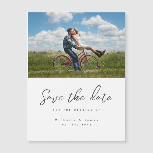 Moderne Minimalistische Foto Huwelijk Save The Dat (Voorkant)