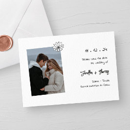 Moderne Minimalistische Foto Huwelijkskaart 'Save  Save The Date
