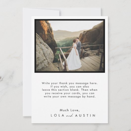 Moderne, minimalistische foto in een Lijst - Harte Bedankkaart (Achterkant)