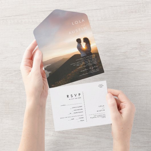 Moderne minimalistische foto in één uitnodiging (Afscheurbaar)