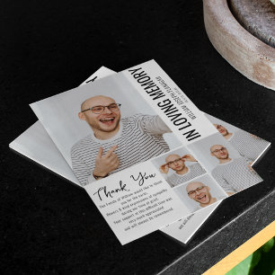 Moderne minimalistische foto-inkuilgedenkteken bed bedankkaart