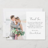 Moderne minimalistische foto kalligrafie bruiloft bedankkaart (Achterkant)