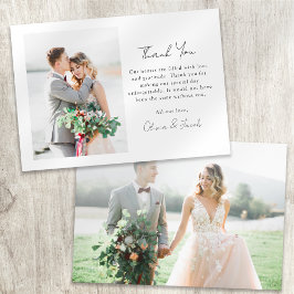 Moderne minimalistische foto kalligrafie bruiloft bedankkaart