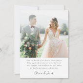 Moderne minimalistische foto kalligrafie bruiloft bedankkaart (Voorkant)
