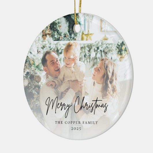 Moderne minimalistische foto Kerstmis Keramisch Ornament (Links)