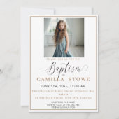 Moderne minimalistische foto LDS Baptisme-uitnodig Kaart (Voorkant)