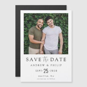 Moderne Minimalistische Foto LGBTQ Save the Date K Magnetische Uitnodiging