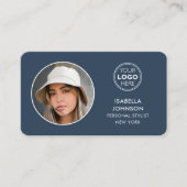 Moderne minimalistische foto Logo QR code leisteen Visitekaartje (Voorkant)