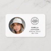 Moderne minimalistische foto Logo QR Code Wit Visitekaartje (Voorkant)