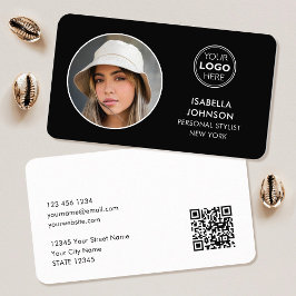 Moderne minimalistische foto Logo QR code zwart wi Visitekaartje