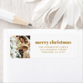 Moderne minimalistische foto met gouden vrolijke k etiket