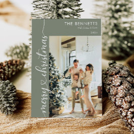 Moderne, minimalistische foto met pretkerst feestdagenkaart