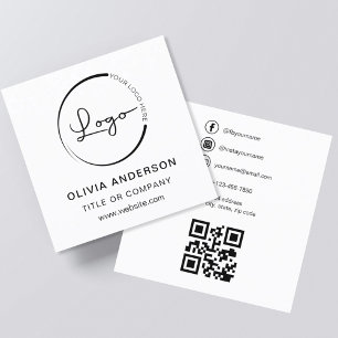Moderne minimalistische foto met QR Code Social Me Vierkante Visitekaartje